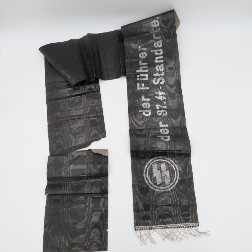Lot 925: Rare SS Funeral Sash -der Fuhrer der 37 SS Standarte-