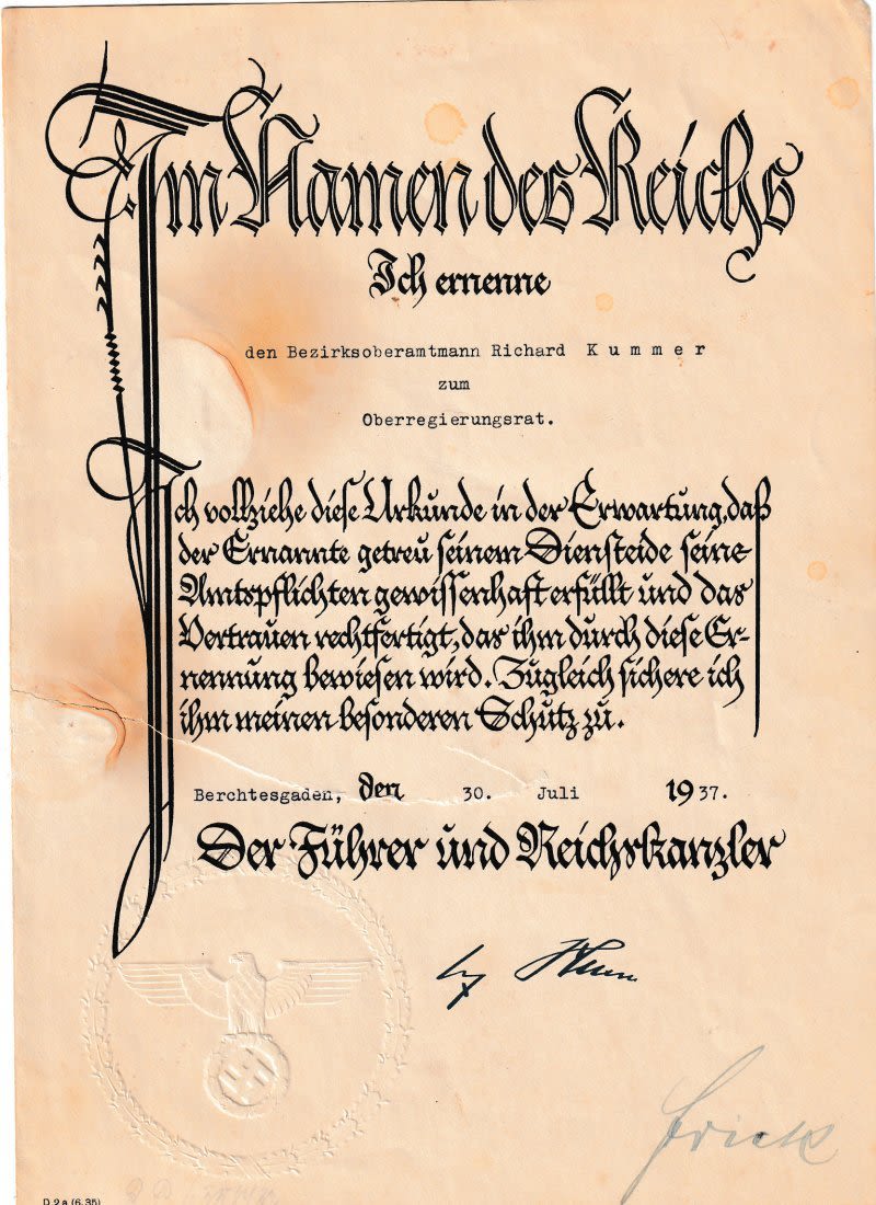 Lot 1016: WILHELM FRICK  SIGNED DOCUMENT