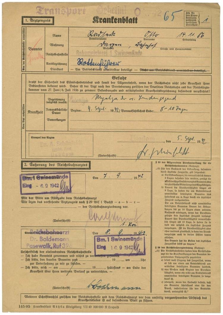 Lot 1046: LITZMANNSTADT â€˜SECRETâ€™ DOCUMENT REGARDING TRANSPORT