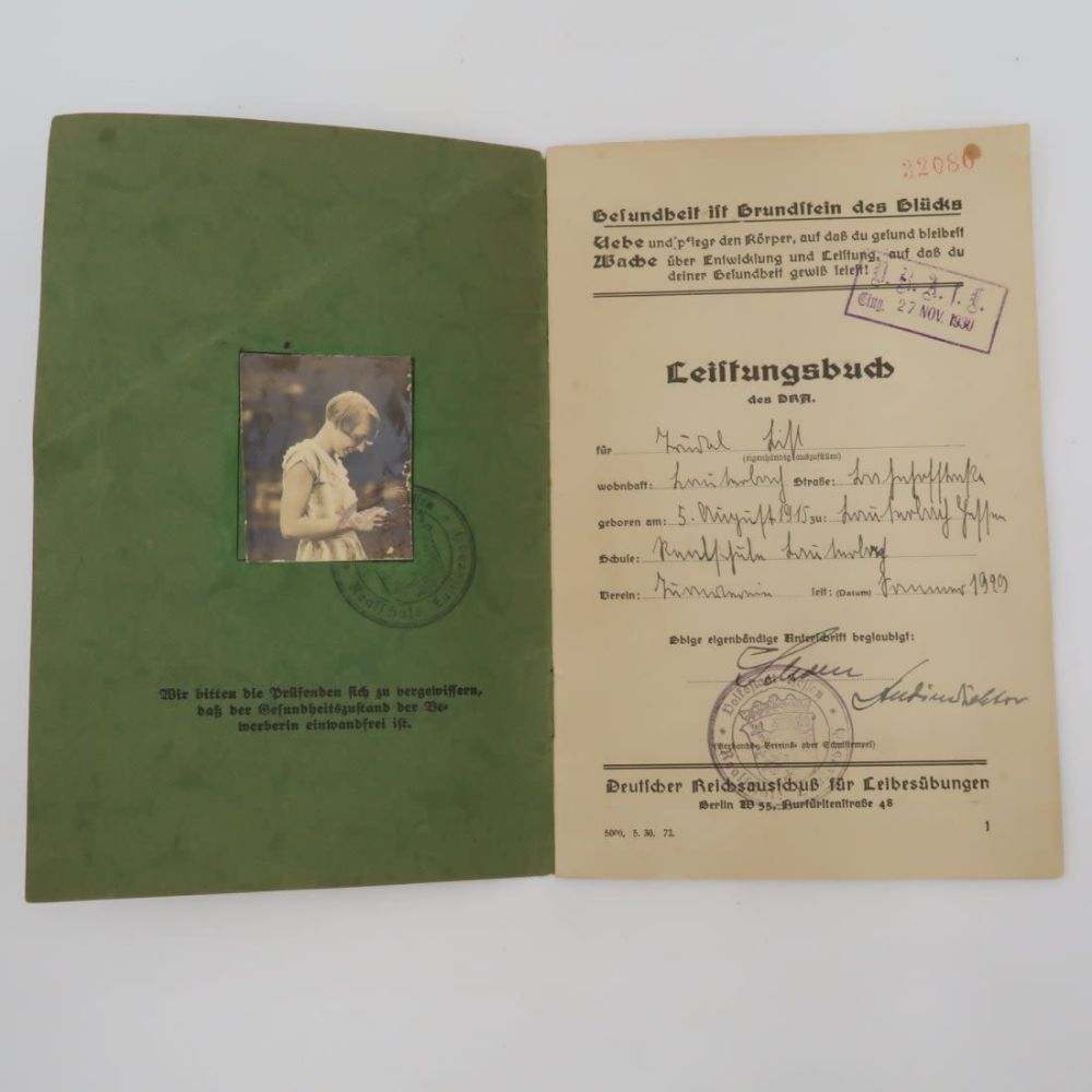 Lot 1063: German WWII ID Booklet for Young Girl