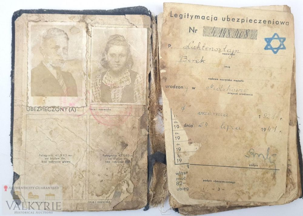 Lot 561: Ultra Rare Insurance Book to Polish Jewish Couple 1941
