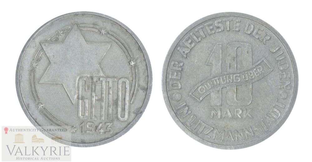Lot 237: Very Rare Litzmannstadt Ghetto Jewish Currency 10 Mark 1943 - Not Guaranteed 100% Originality