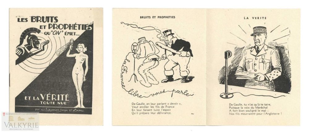 Lot 247: Very Rare French anti-Allies Propaganda Brochure "Les Bruits et Propheties"