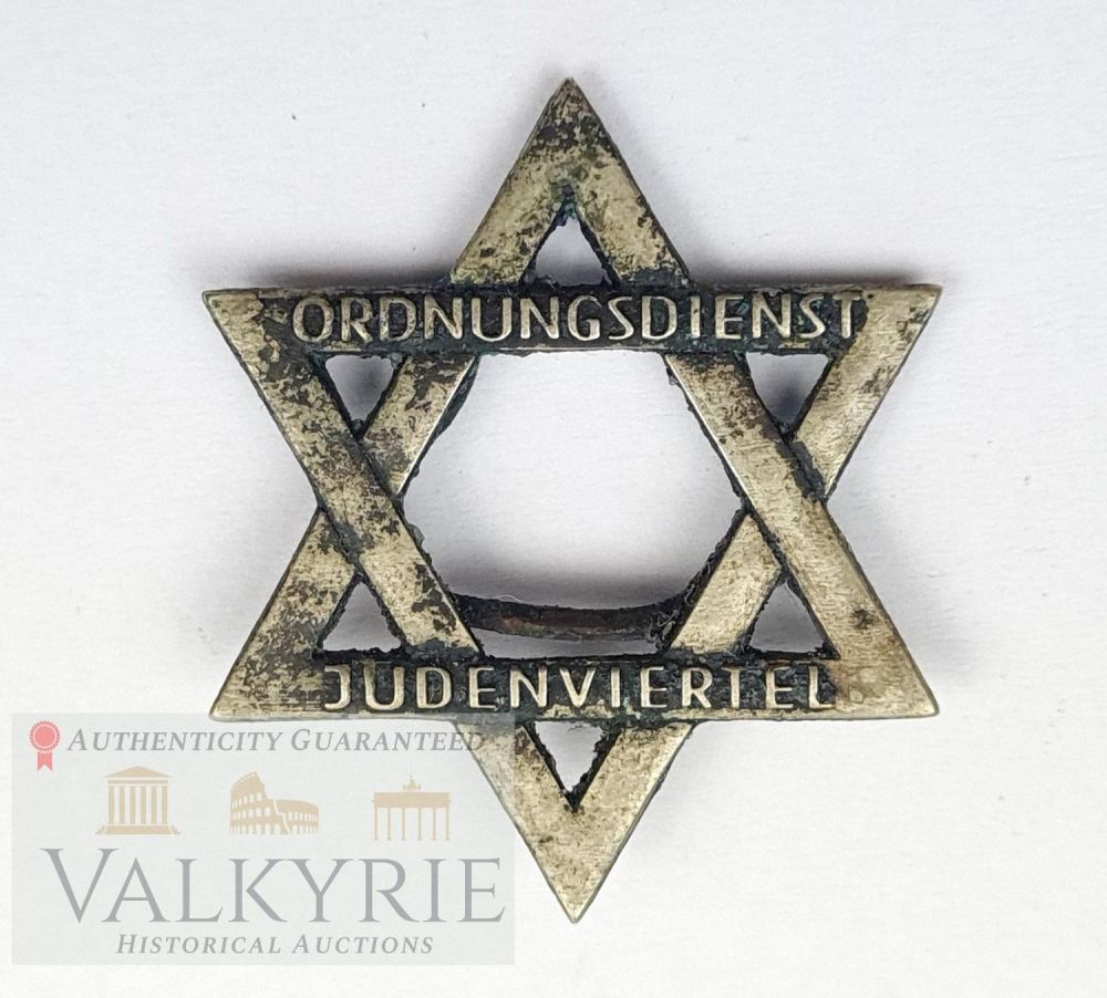 Lot 250: Ultra Rare Ghetto Police Cap Emblem used by Ordungsdienst Jewish Police!