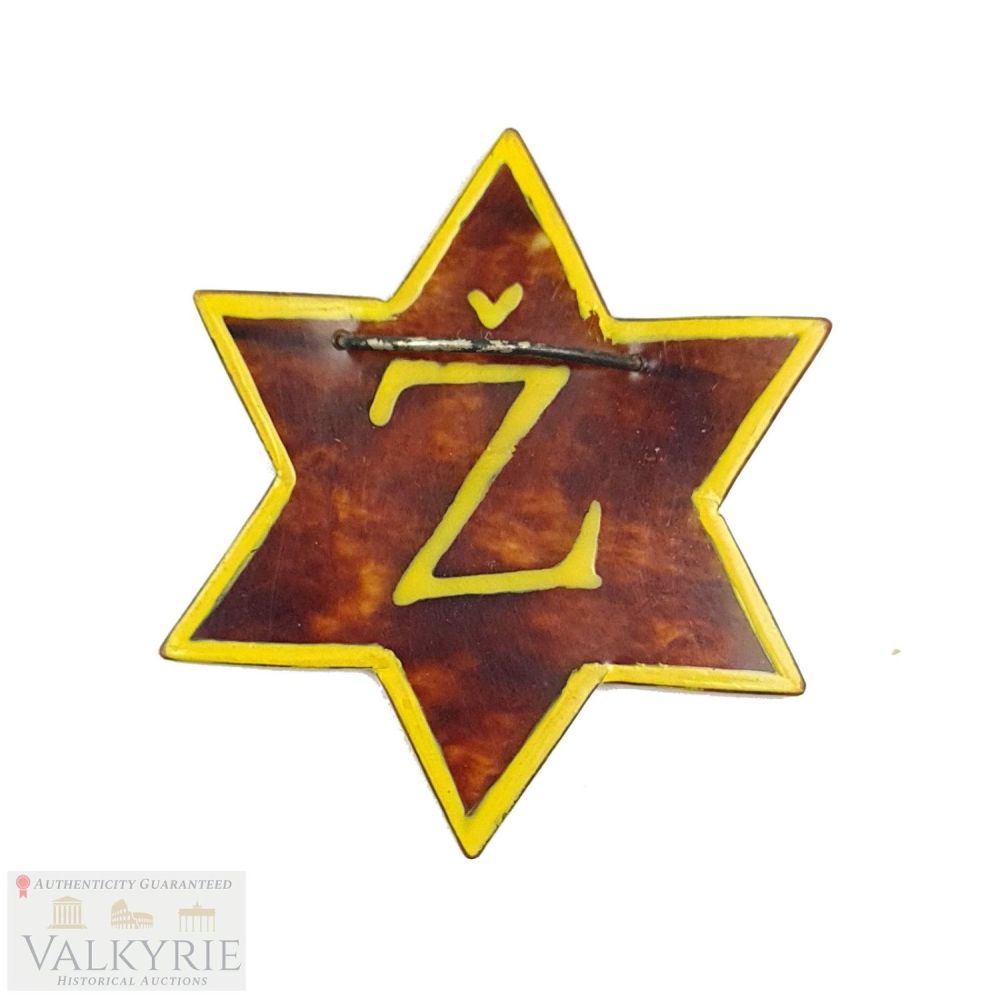 Lot 259: Ultra Rare Handmade Bakelite Lapel Star of David Used to Identify Croatian Jews