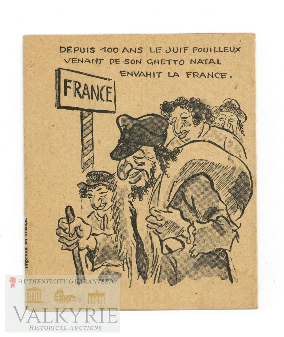 Lot 268: French Anti-Semitic Propaganda Cartoon Type Leaflet