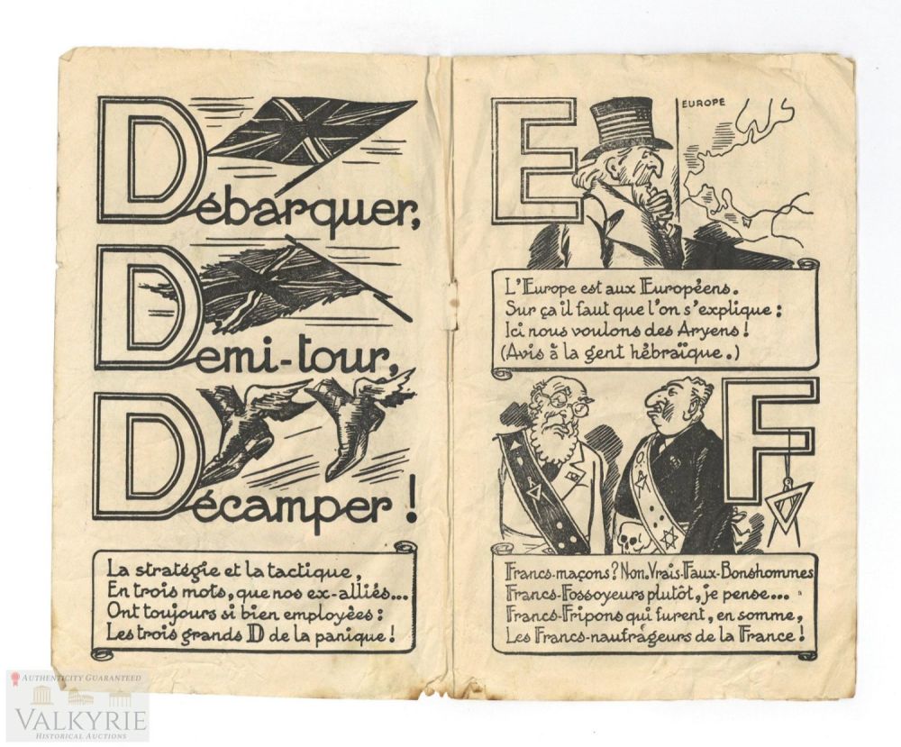 Lot 271: French Anti-Semitic and anti-British Propaganda Cartoon Type Leaflet