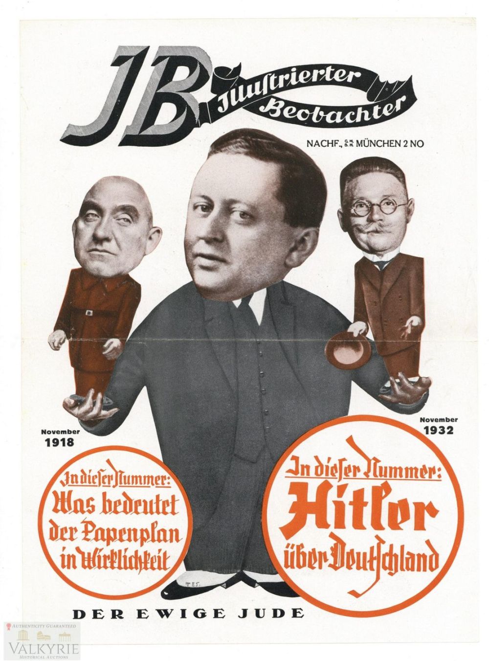 Lot 281: Ilustrierter Beobachter Propaganda Leaflet "Papen Plan in Reality" 1932