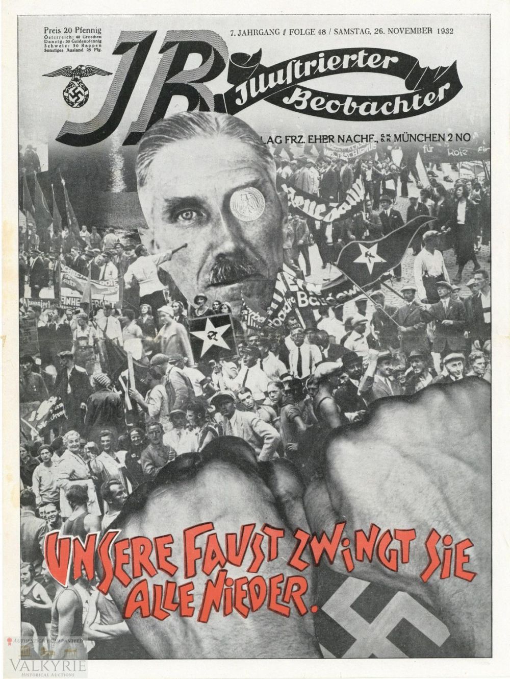 Lot 282: Ilustrierter Beobachter Propaganda Leaflet "Our Fist Forces them all Down" 1932
