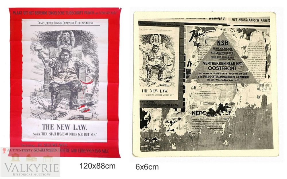 Lot 300: Great Set of Dutch Huge Advertising Poster of English Anti-Soviet Periodical & Photo in Use!