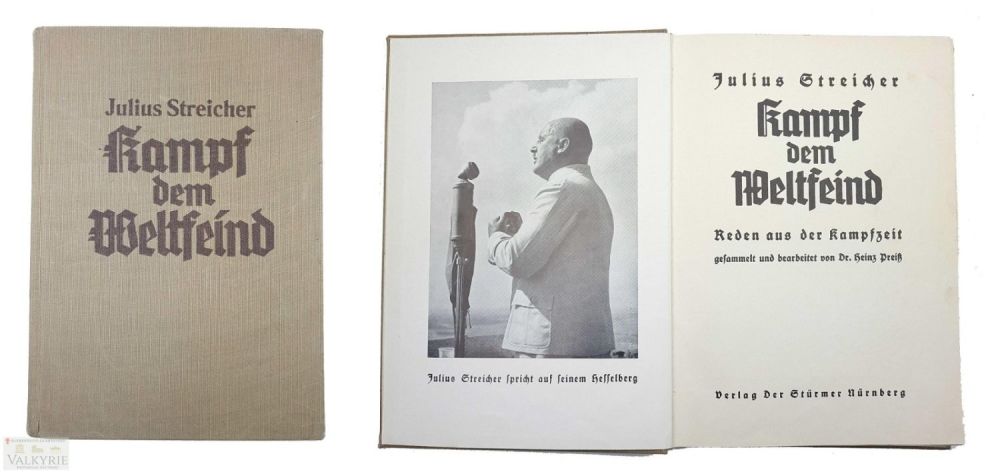 Lot 333: Fervent Anti-Semite Julius Streicher's Book "Battle Against the World Enemy" 1938