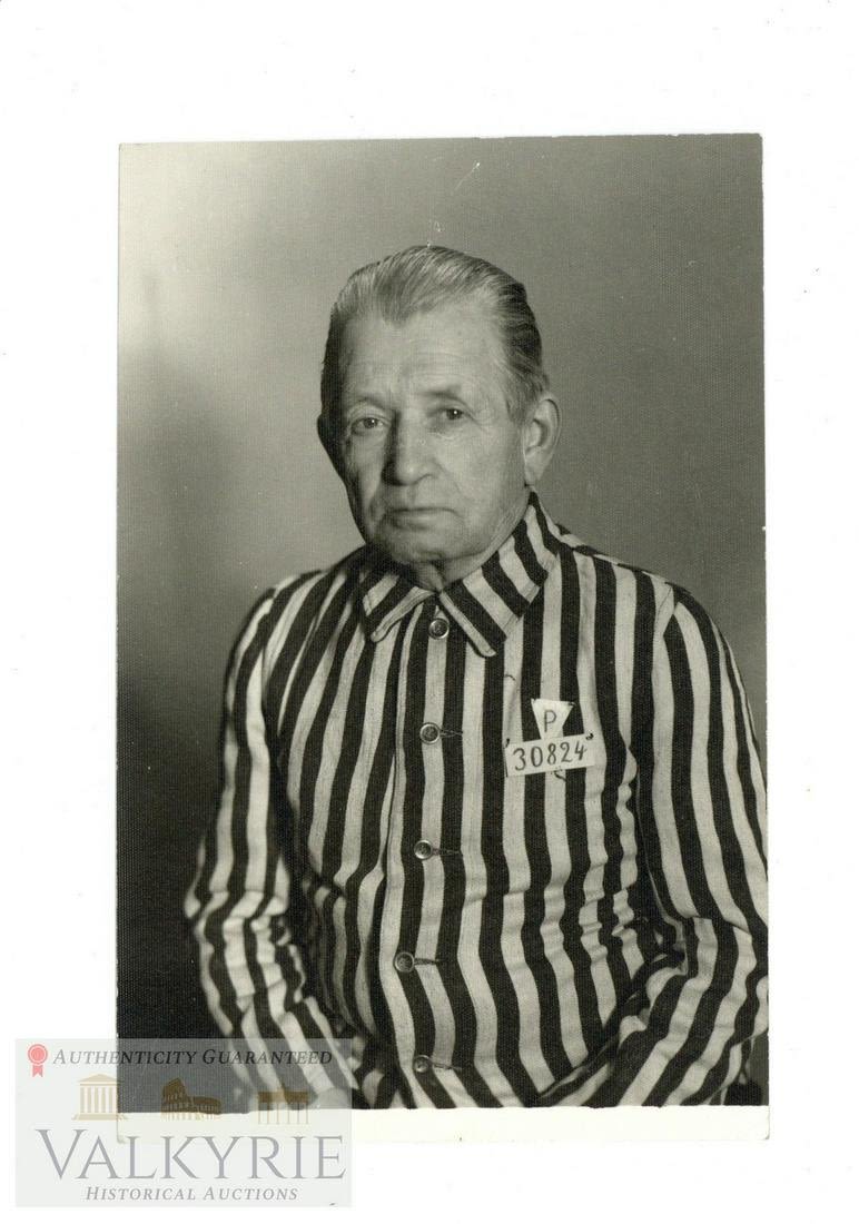Lot 431: Rare Portrait Photo of a Polish Former Concentration Camp Prisoner Late After the War