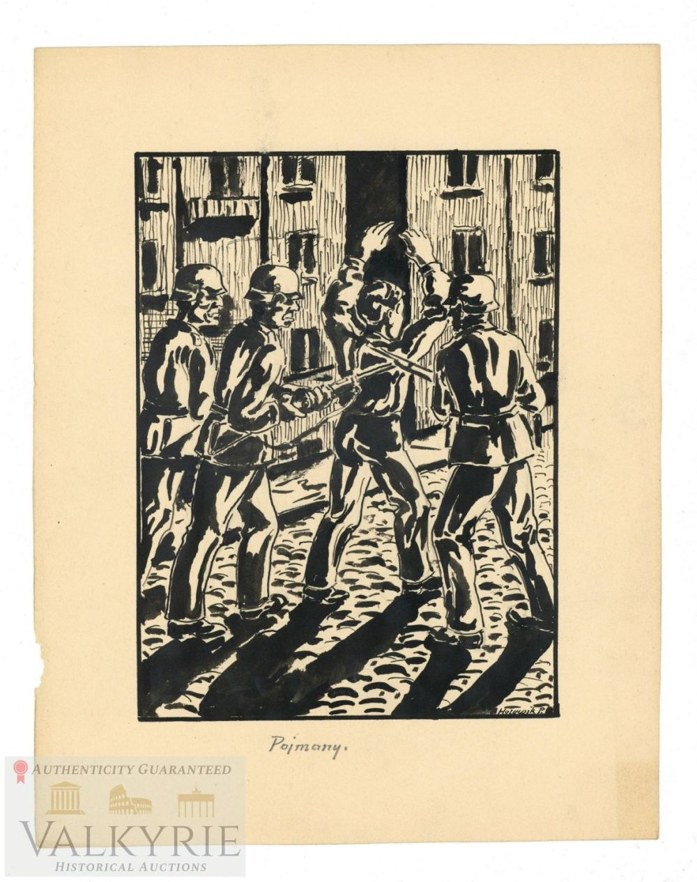 Lot 454: KL Buchenwald - Drawing by Polish Artist Pawel Holewik