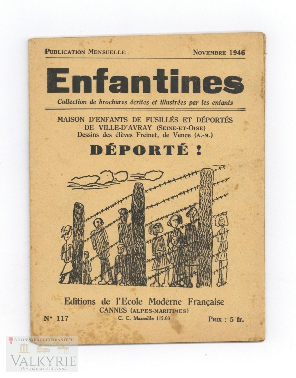 Lot 473: Rare Periodical Published by the French Home of Orphans of Deportees and Executed 1946