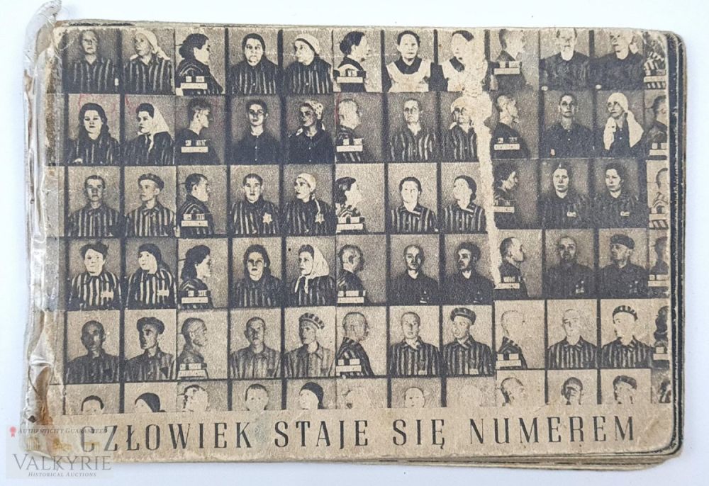 Lot 483: Rare Immediate Post-war Booklet in Polish About KL Auschwitz "Man Becomes a Number"