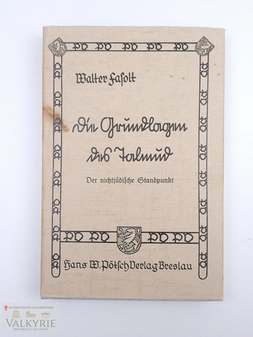 Lot 554: Anti-Jewish Book "The Foundations of the Jewish People" by Walter Fasolt 1938