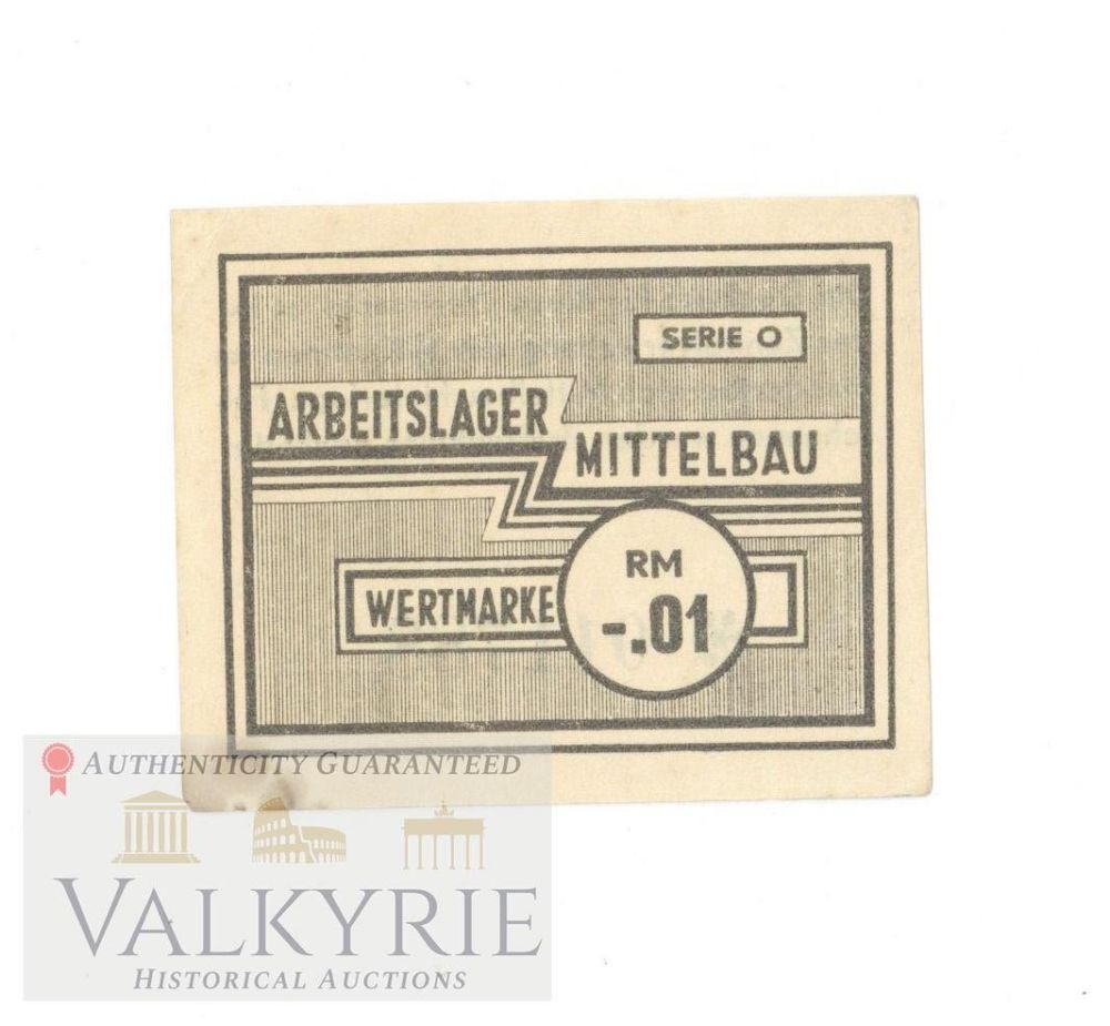 Lot 564: Rare SS Kantine Money Banknote From KL Mittelbau-Dora 0.01 RM