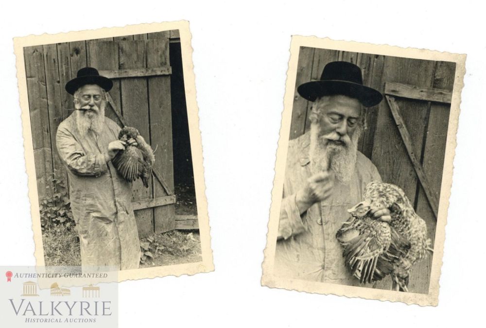 Lot 870: 2 Photos of the Same Elderly Jew Taken in Poland During German Occupation