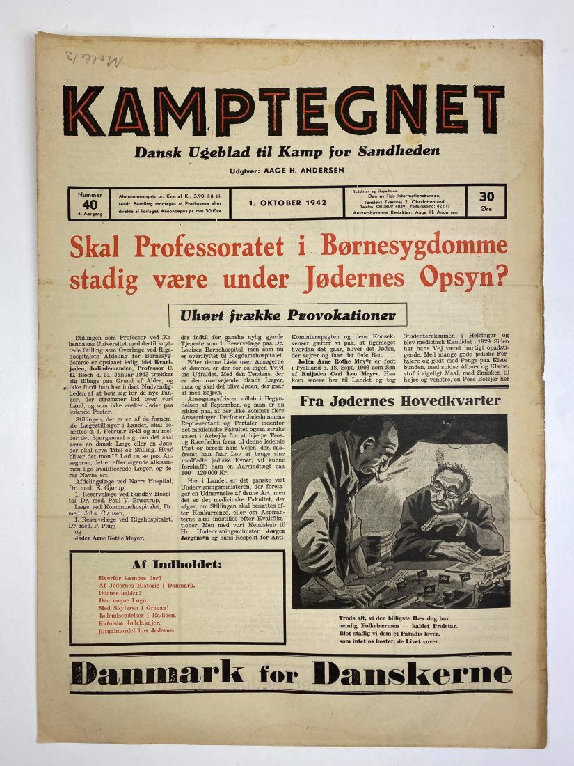 Lot 881: Danish Newspaper - Anti-Semitic Newspaper in the Same Style as the German Variant 'Der Sturmer'