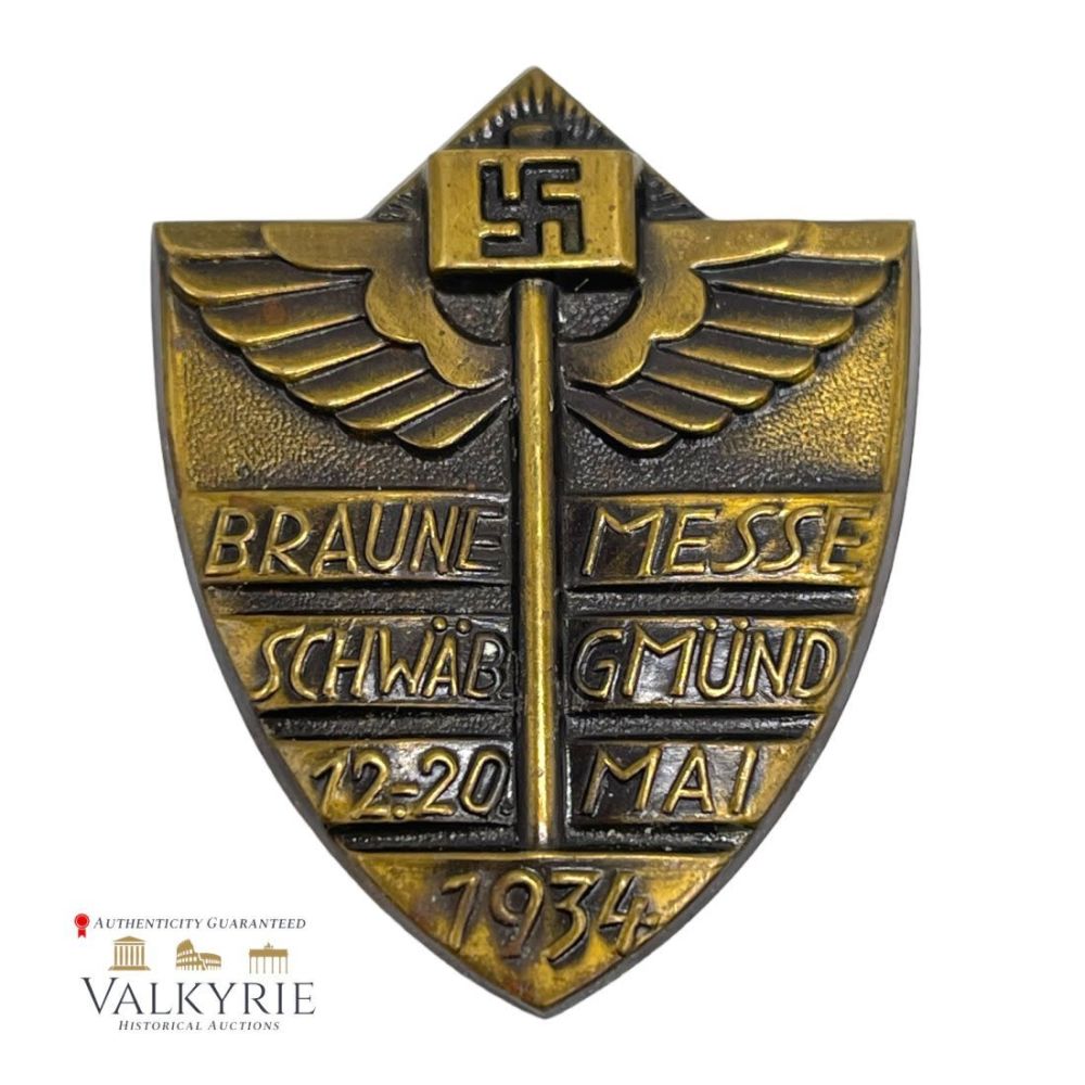 Lot 304: Early Nazi Badge "Brown Fair Schwab. Gmuend 12.-20. May 1934"