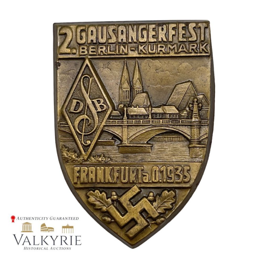 Lot 305: Early Nazi Badge "2 Gausangerfest Berlin - Kurmark , Frankfurt a.O 1935"