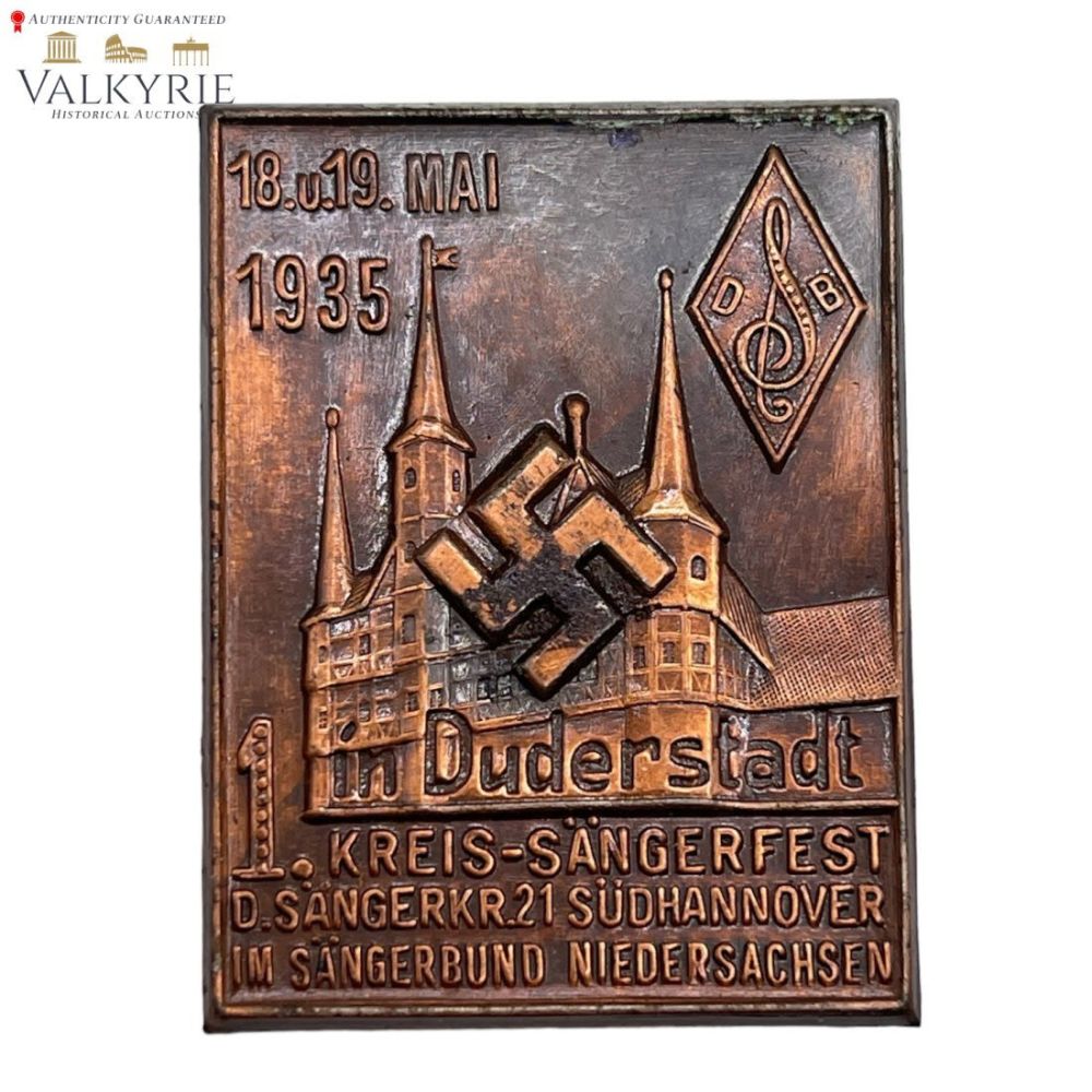 Lot 307: Early Nazi Badge "1st Song Festival Duderstadt 1935"