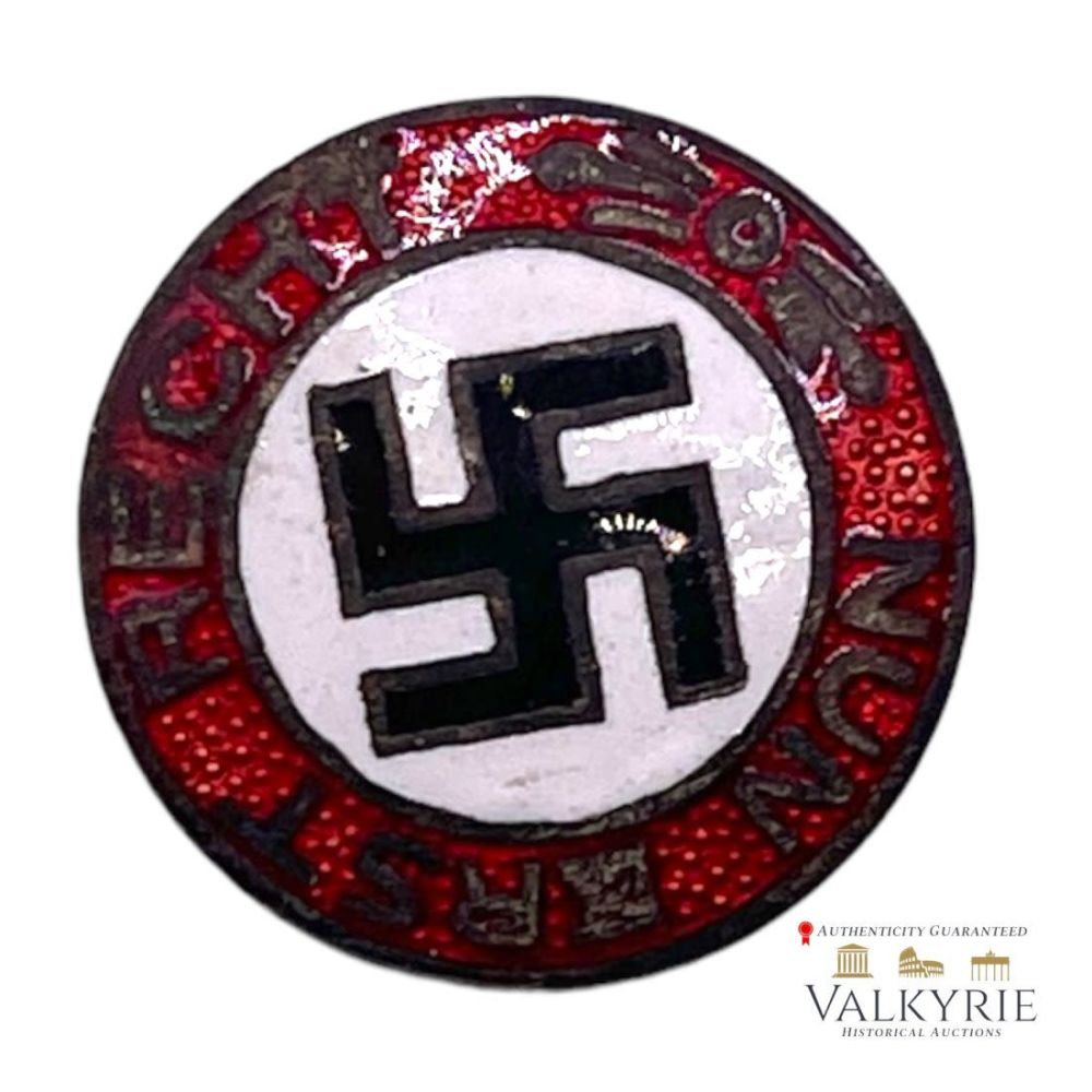 Lot 313: Original Early NSDAP Party Pre-Third Reich Nun Erst Recht Pin Marked Ges.Gesch