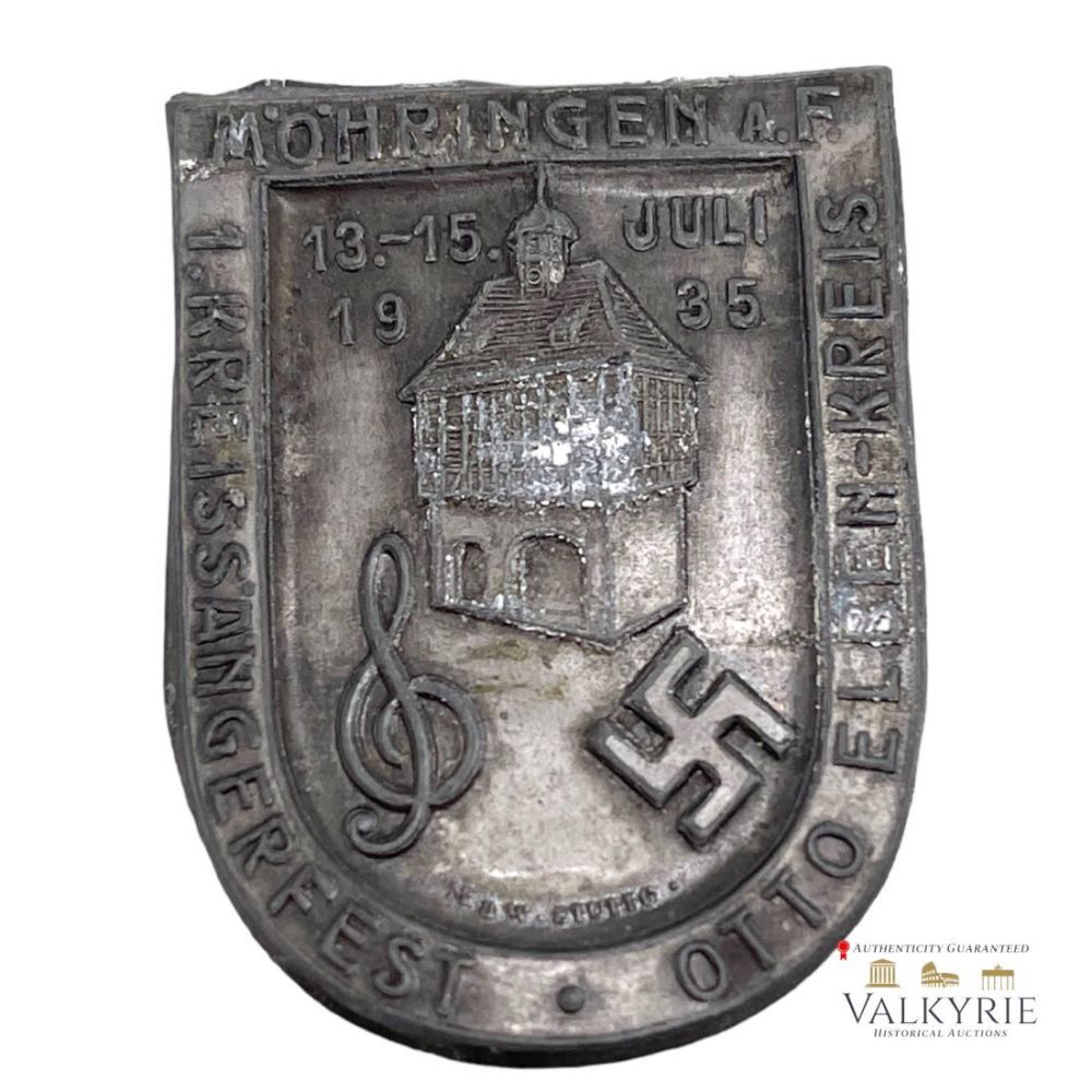 Lot 321: Rare Nazi Badge "â€˜Mohringen 13-15. Juli 1935 Sangerfest Otto Elben Kreis"