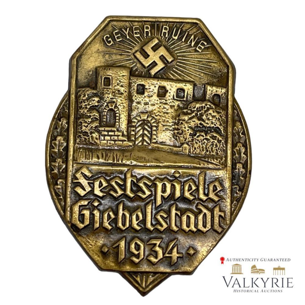 Lot 356: Nazi German Badge "Geyer Ruine Festspiele Giebelstadt 1934"