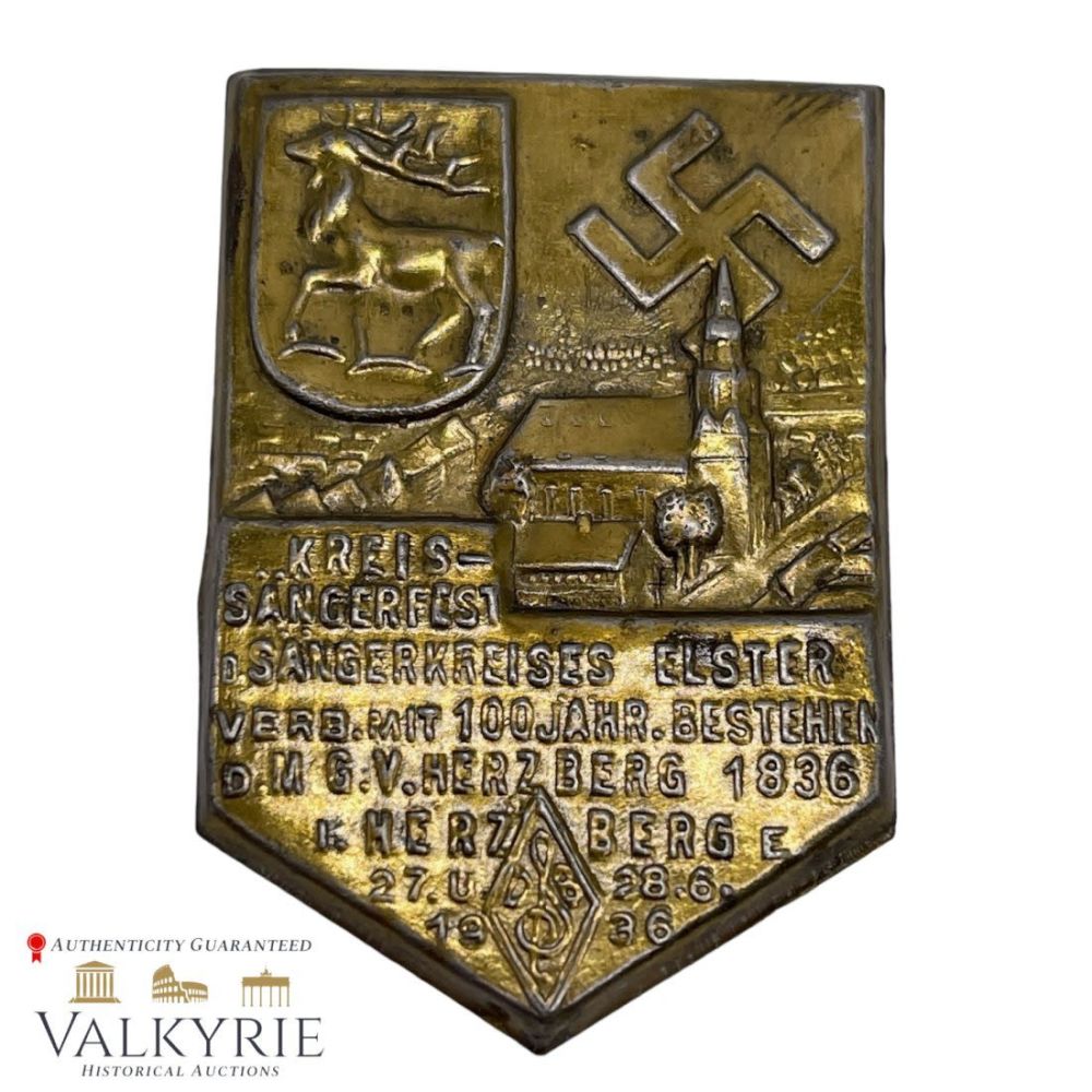 Lot 358: Nazi German Badge "Kreissingerfest Ñ€. Singer Group Elster Herzberg 1936