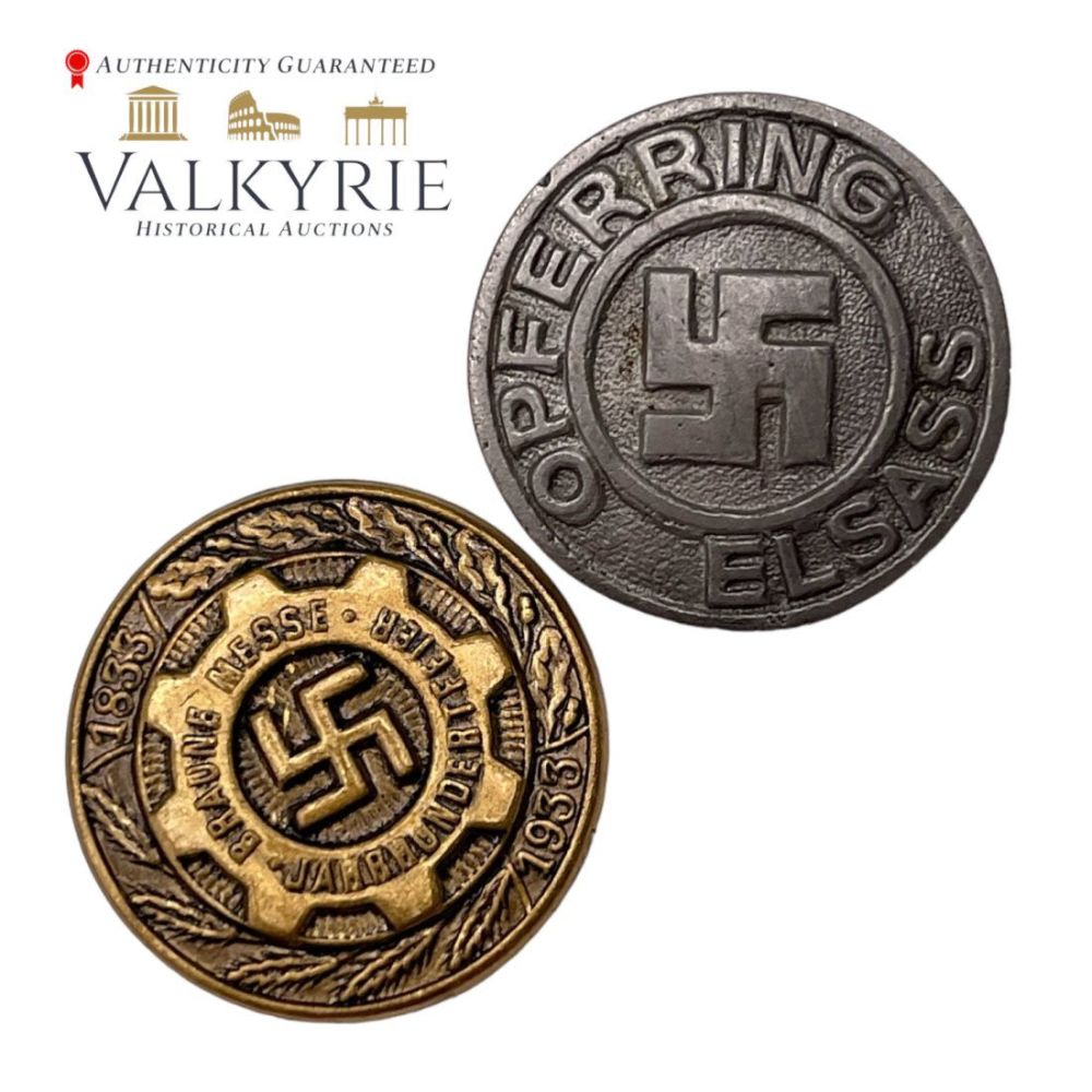 Lot 374: Opferring Elsass and Braune Messe  Jahrhundertfeier 1933 badges