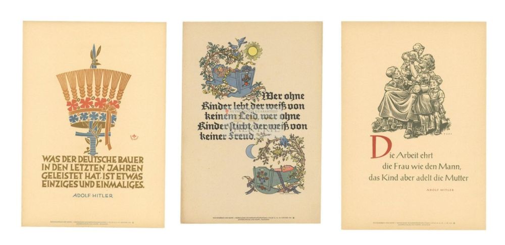 Lot 433: 3 Nazi Propaganda Posters of the Wochenspruch der NSDAP With Quotations