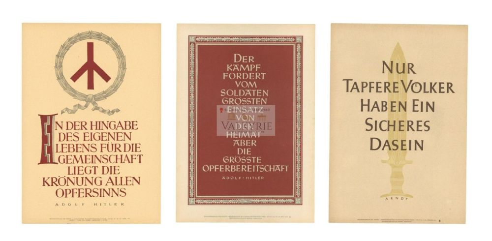 Lot 434: 3 Nazi Propaganda Posters of the Wochenspruch der NSDAP With Quotations