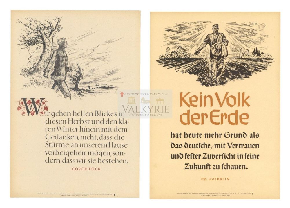 Lot 436: 2 Nazi Propaganda Posters of the Wochenspruch der NSDAP With Quotations