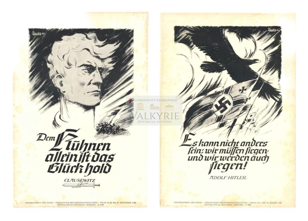 Lot 440: 2 Nazi Propaganda Posters of the Wochenspruch der NSDAP With Quotations