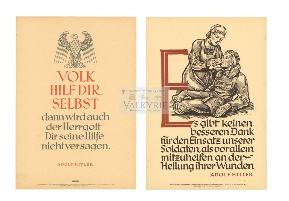 Lot 444: 2 Nazi Propaganda Posters of the Wochenspruch der NSDAP With Quotations