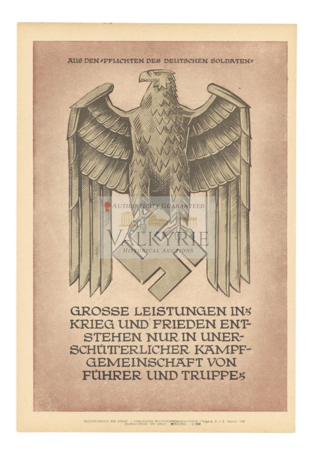 Lot 450: Nazi Propaganda Poster of the Wochenspruch der NSDAP With Quotation