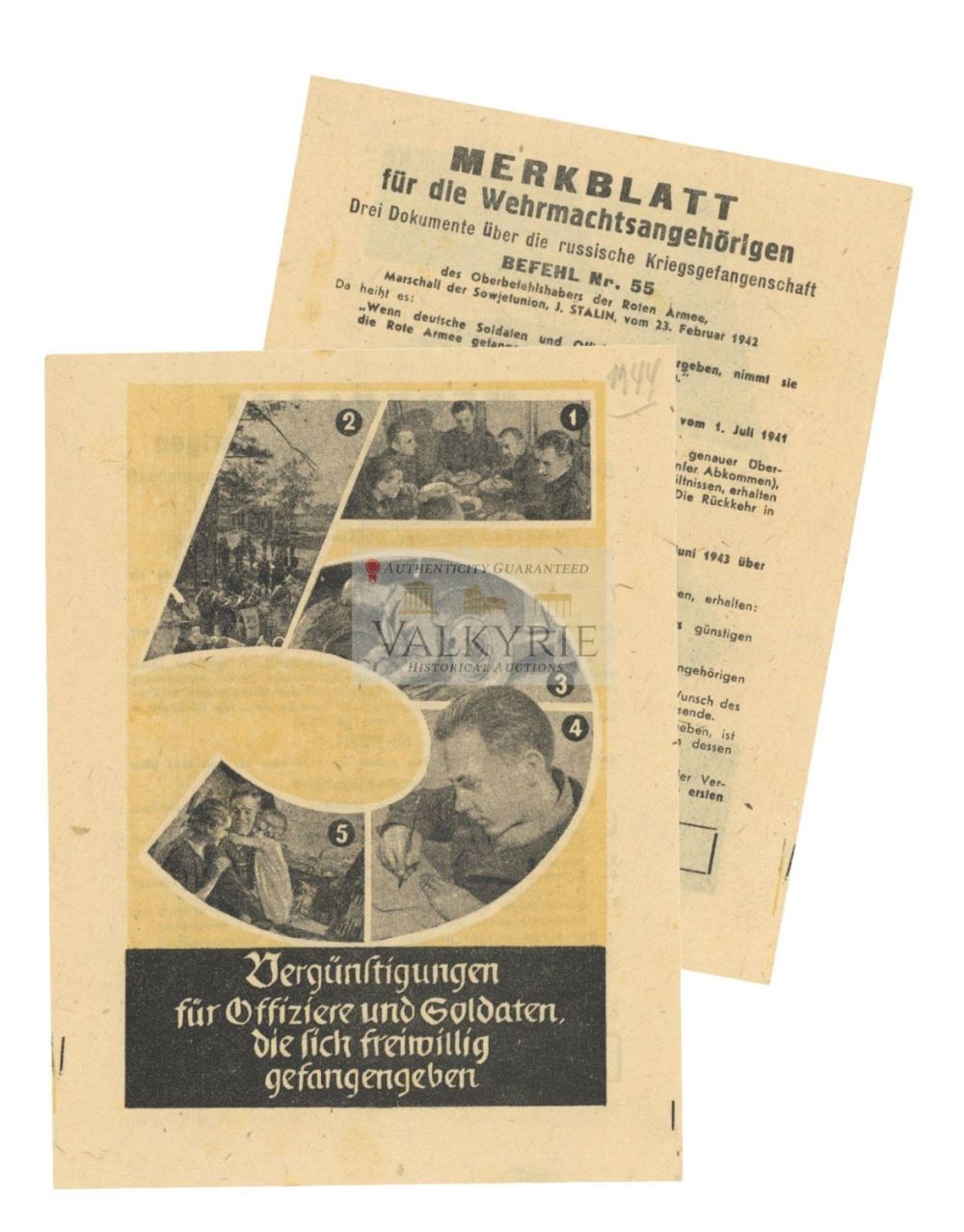Lot 471: Red Army Propaganda Leaflet to Encourage German Soldiers to Surrender