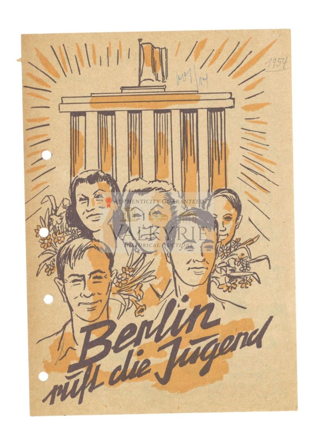 Lot 492: Propaganda Poster of the II Youth German Encounter in Berlin - "Berlin Calls the Youth"