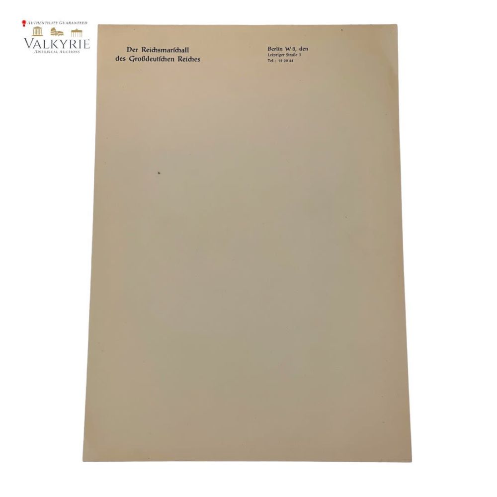 Lot 510: Hermann Goering Letterhead - Unused