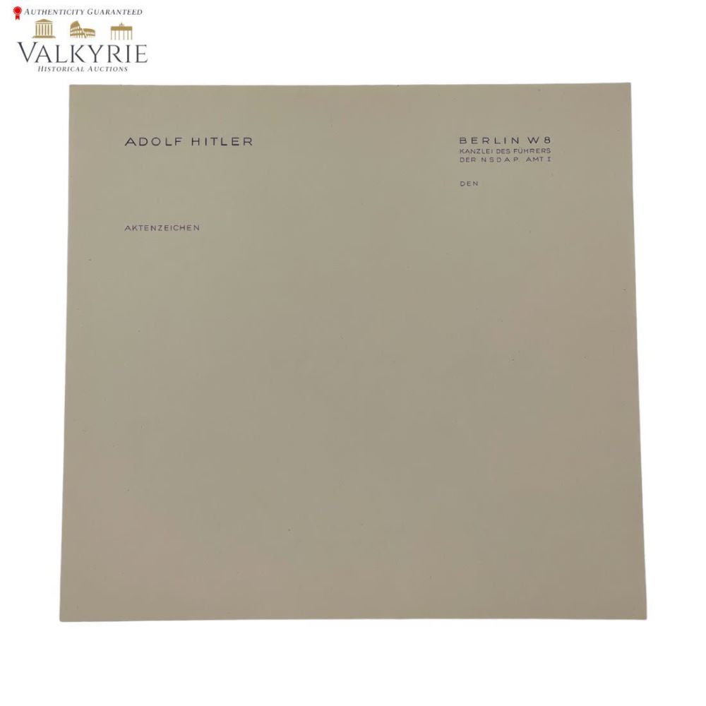 Lot 512: Adolf Hitler Letterhead - Unused