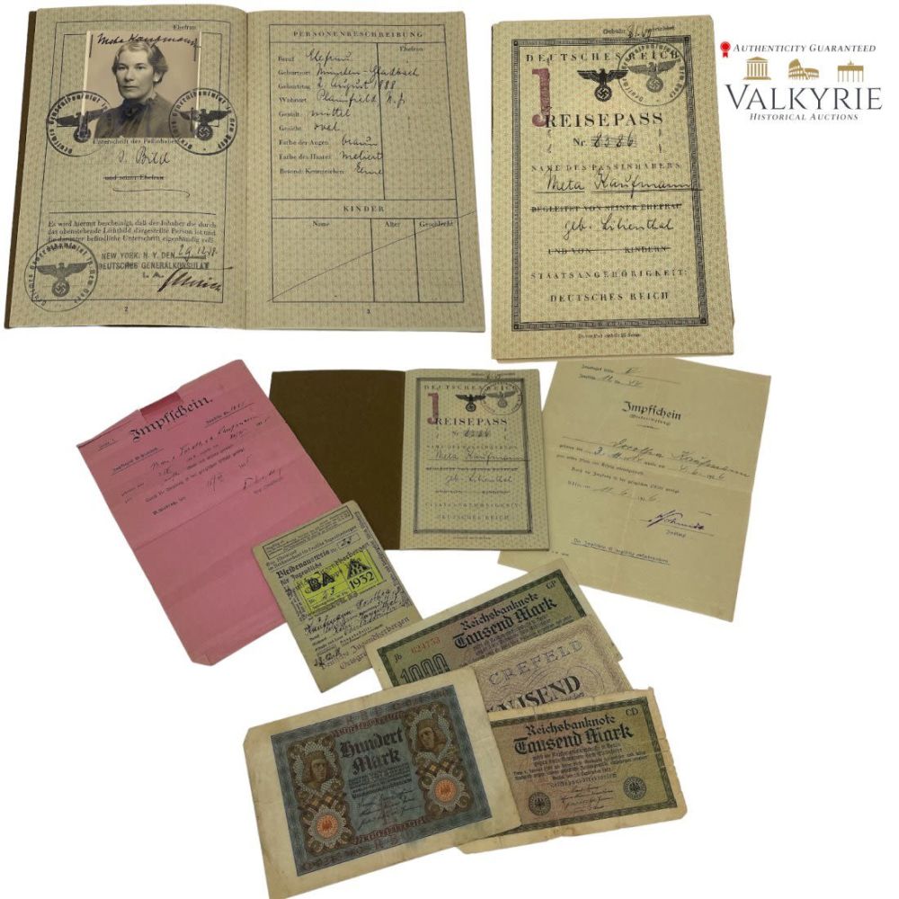Lot 531: Really Interesting Set of Documents to a German Jew With Passport Issued in New York Consulate 1938