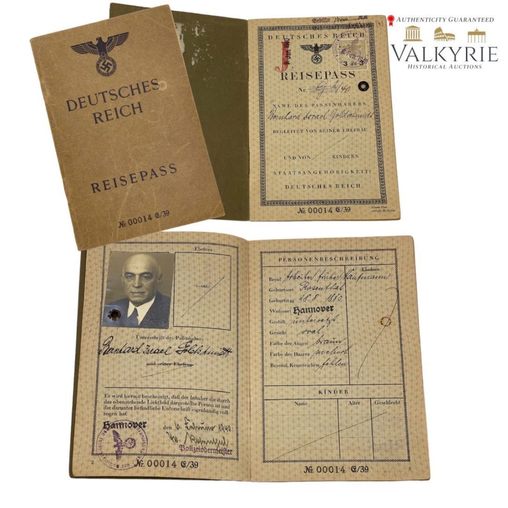 Lot 532: Very Rare German Passport Issued to a Jew Who Travelled to Manchukuo Pupped State