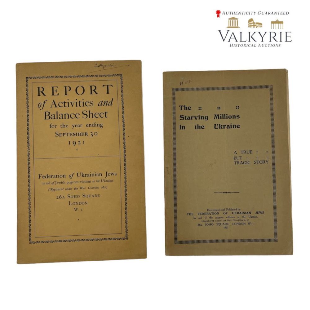 Lot 534: 2 Reports and Studies Published by Federation of Ukrainian Jews  - 1921