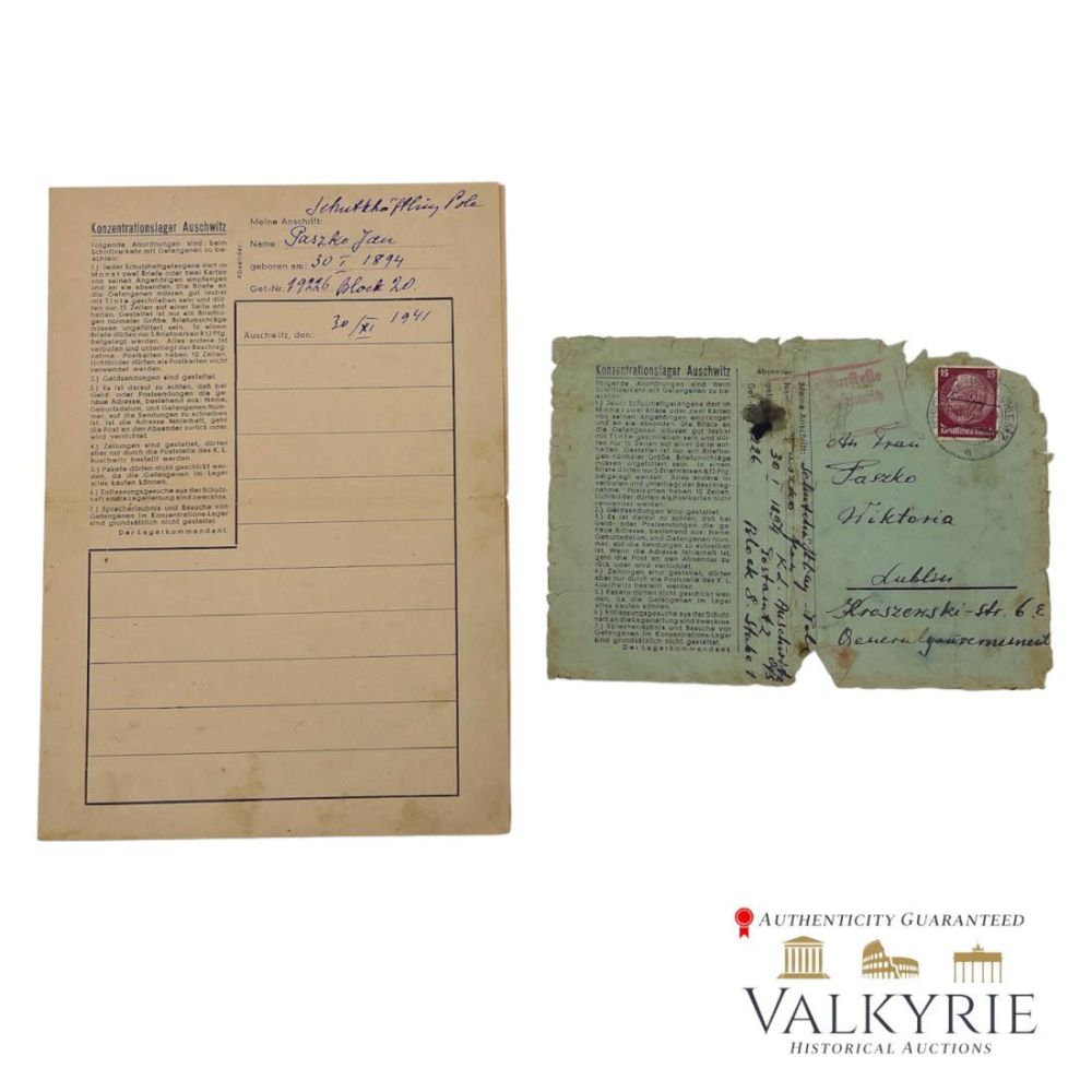 Lot 538: KL Auschwitz letter