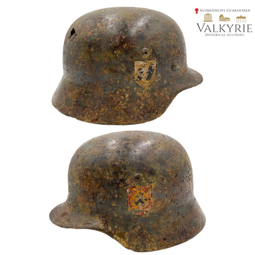 Lot 543: Waffen SS Double Decal M35 Helmet Relic from Rzhev Eastern Front
