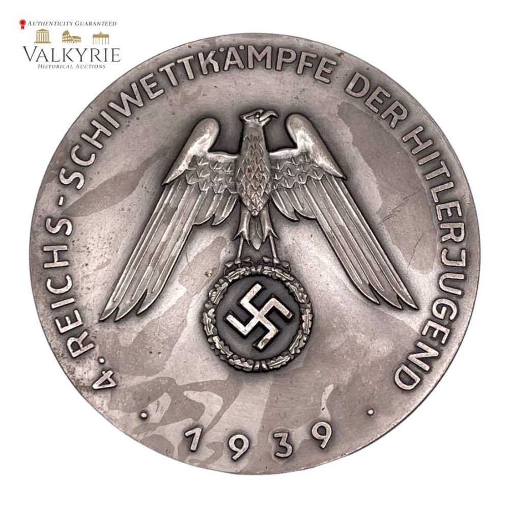 Lot 552: Hitler Youth HJ Jugend Skiing Competition Table Medal 1939