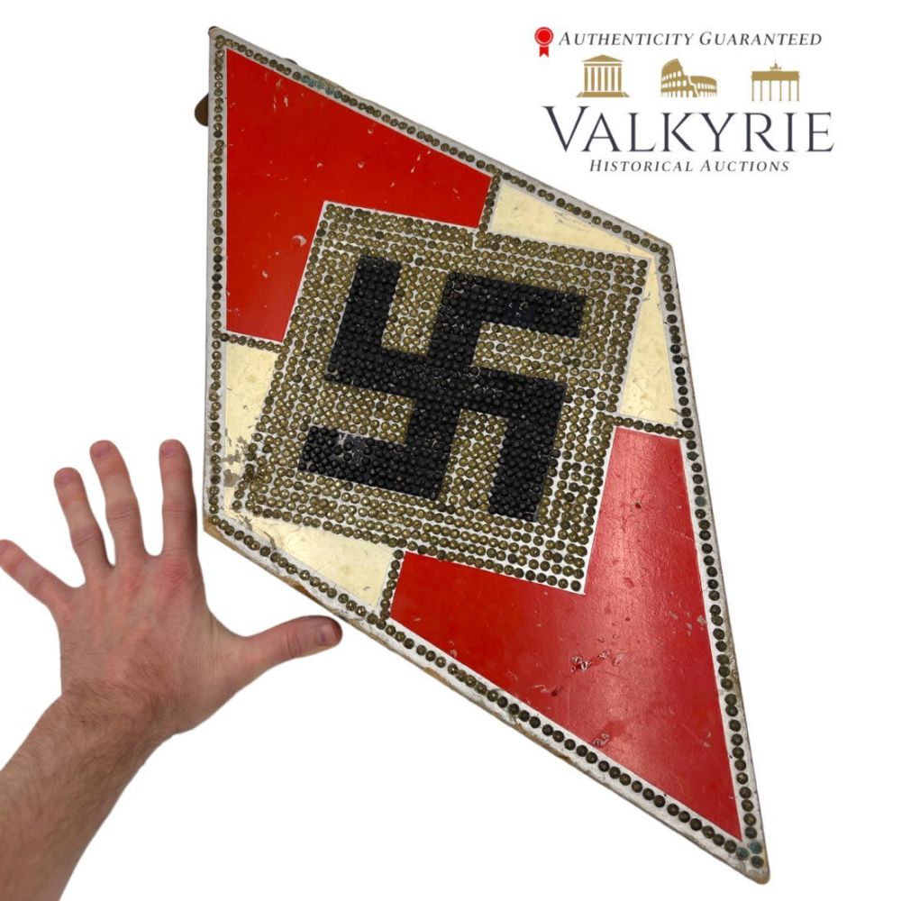 Lot 553: Hitler Youth HJ Jugend Metal Rivet Sign