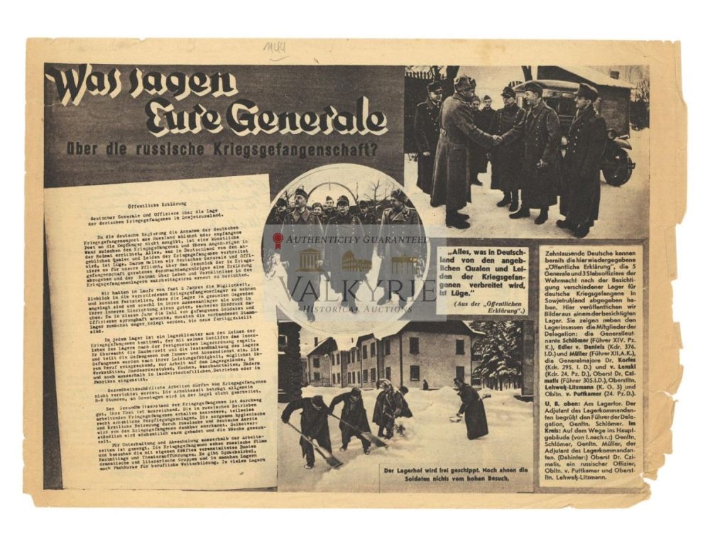 Lot 640: Russian War Propaganda About Good Conditions of German POWs Under Russian Captivity