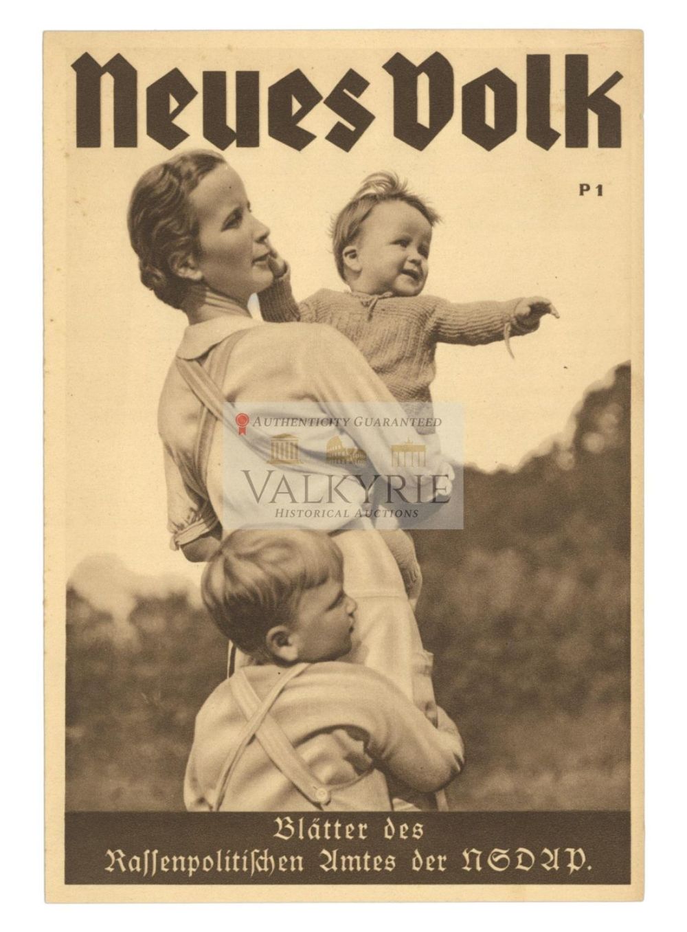 Lot 641: Subscription Pamphlet for The Monthly Sheet "Neues Volk" of NSDAP Racial Political Office